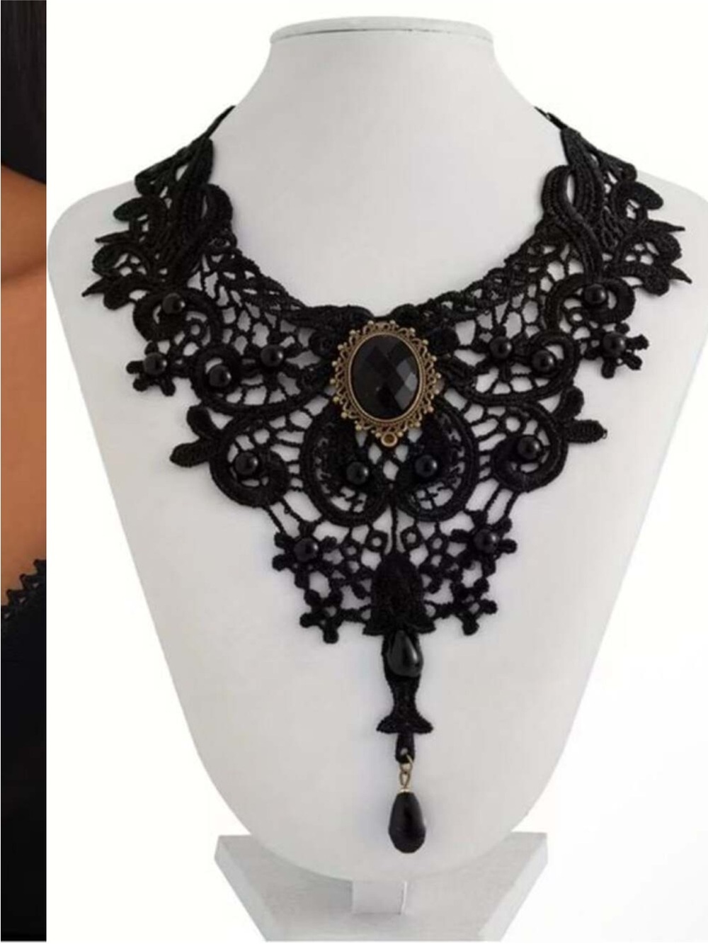 Victorian-Inspired Black Lace Statement Necklace - Women Jewelry Necklaces